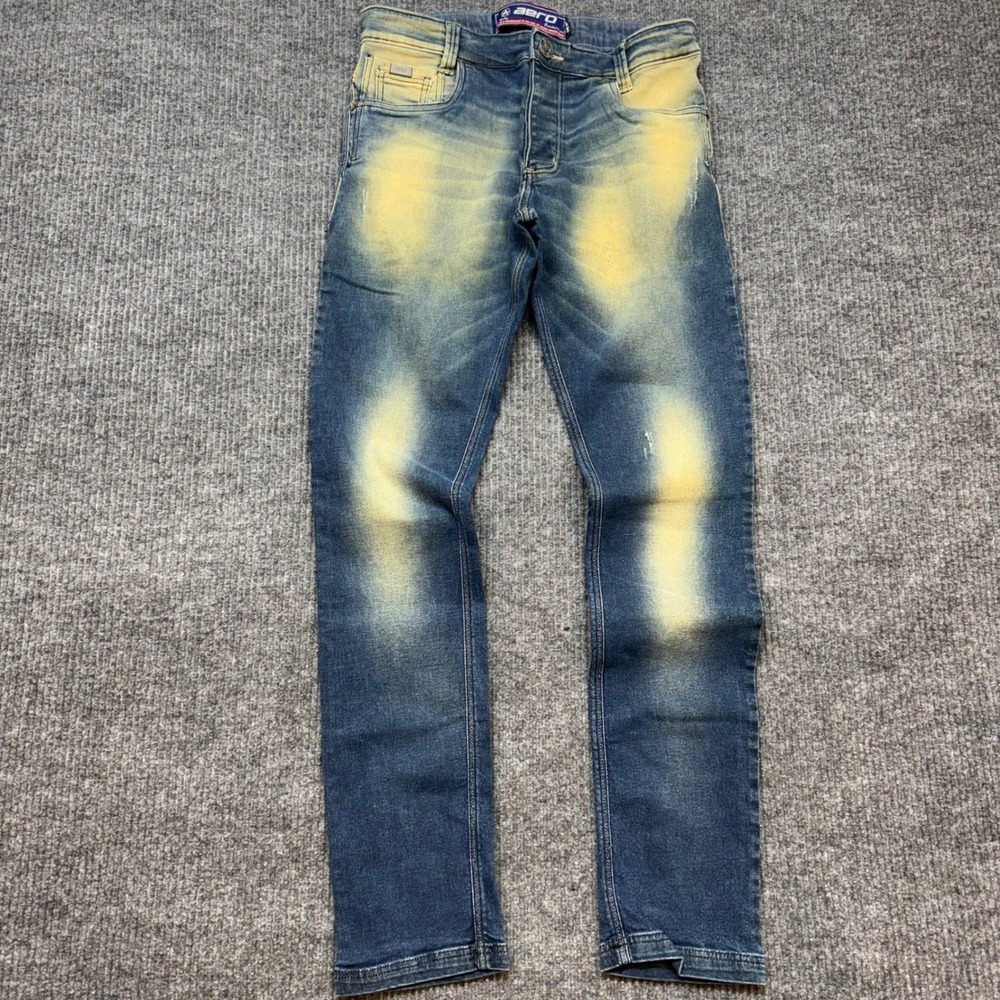 Aero Mens Size 42 33x33 Dirty Wash Jeans Mud Wash‎ Button Fly Y2K Streetwear